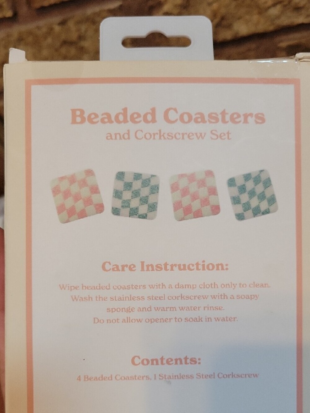 Beaded Coasters & Corkscrew Set New In Packaging - Picture 2 of 6